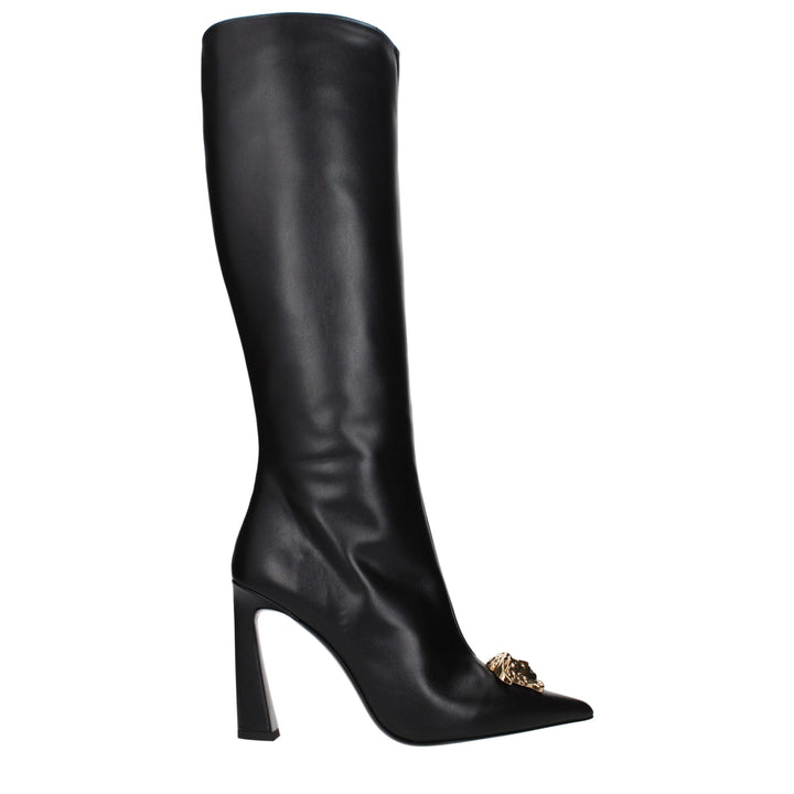 Women’s Versace Black Leather High Heel Boots