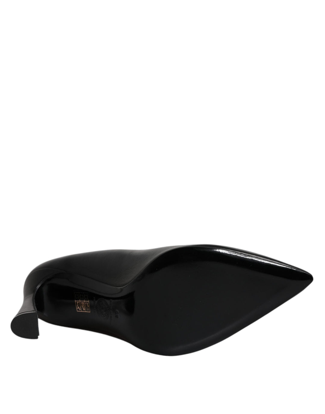 Women’s Versace Black Leather Logo Plaque High Heels Pumps Shoes