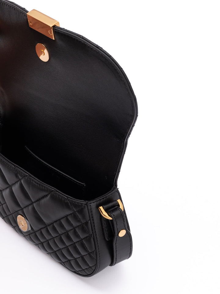 Women’s Versace Black Leather Quilted Shoulder Strap Bag