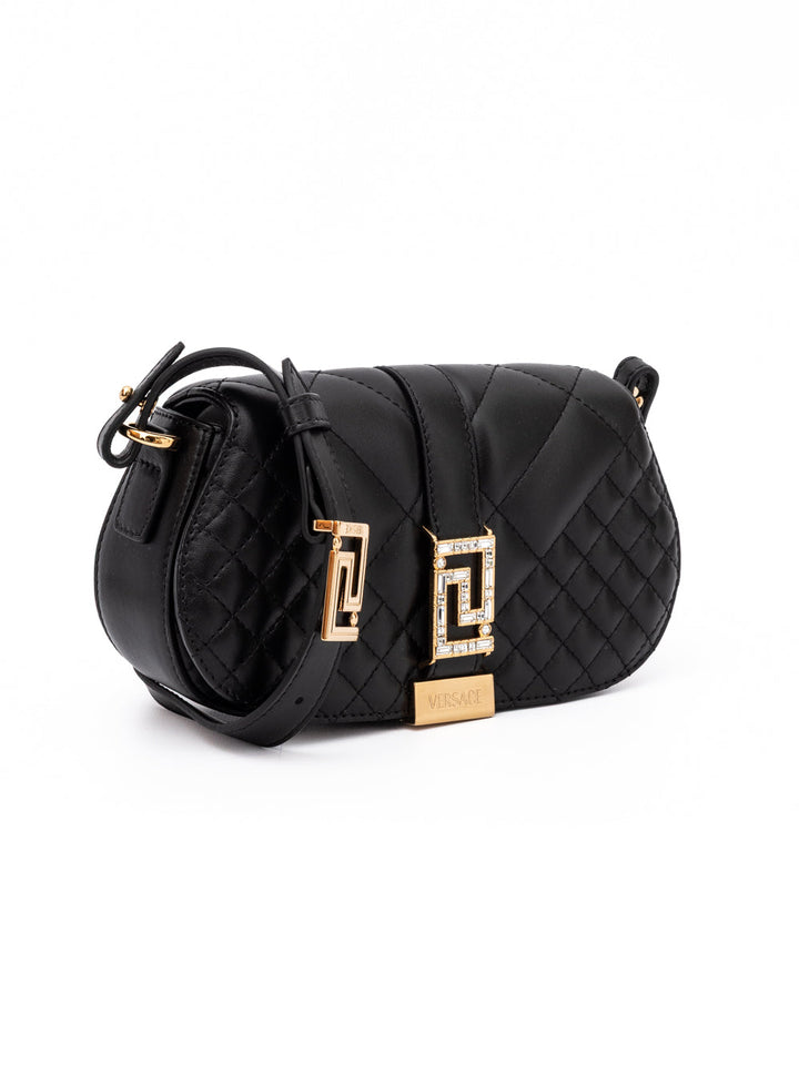 Women’s Versace Black Leather Quilted Shoulder Strap Bag