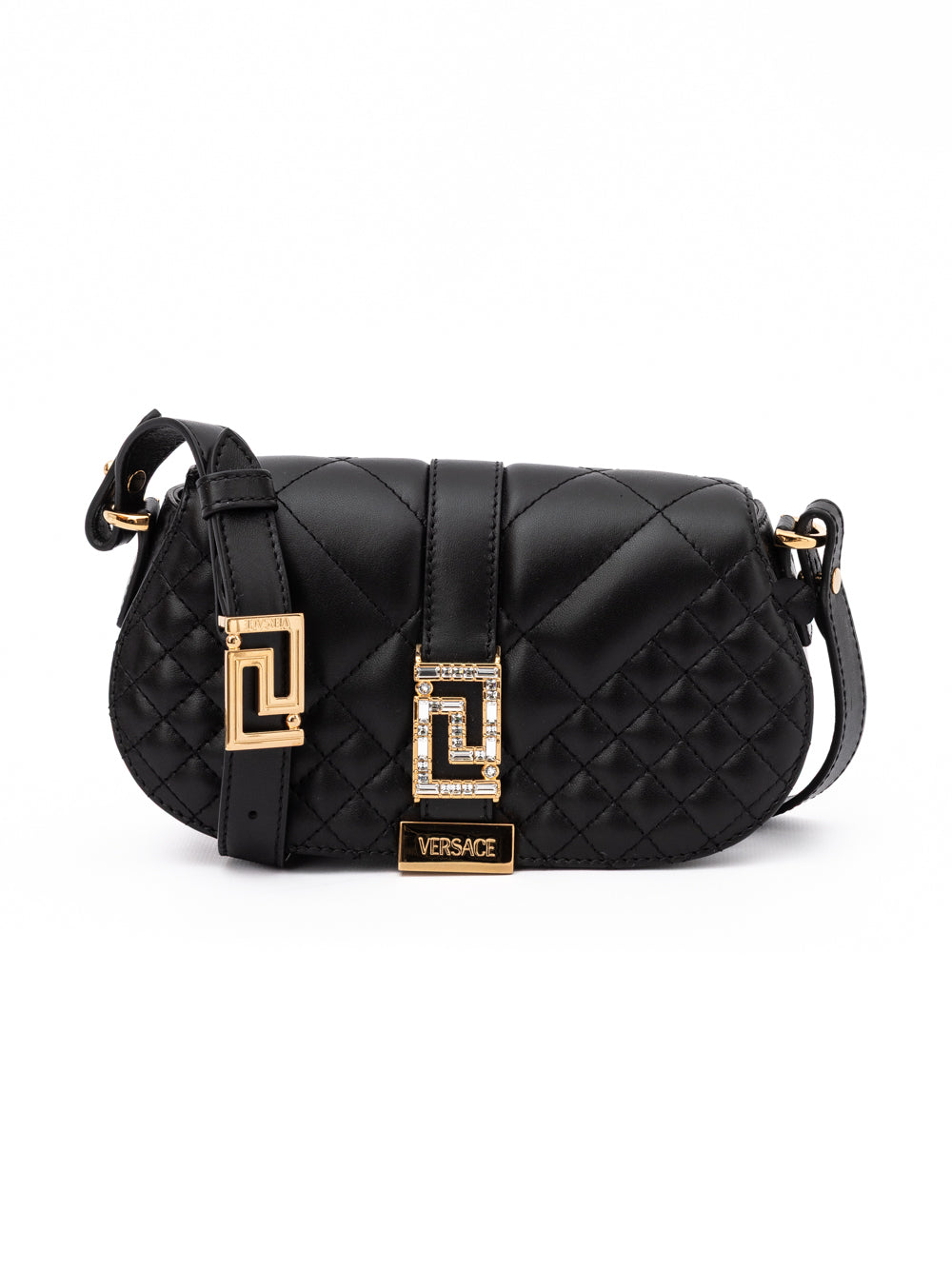 Women’s Versace Black Leather Quilted Shoulder Strap Bag
