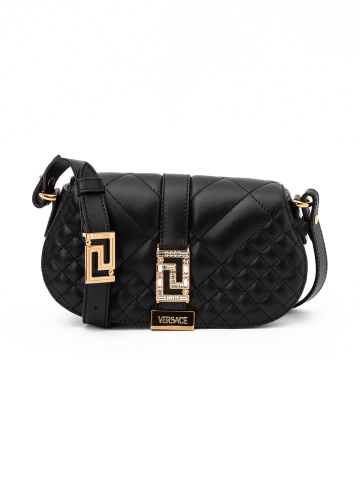 Women’s Versace Black Leather Quilted Shoulder Strap Bag