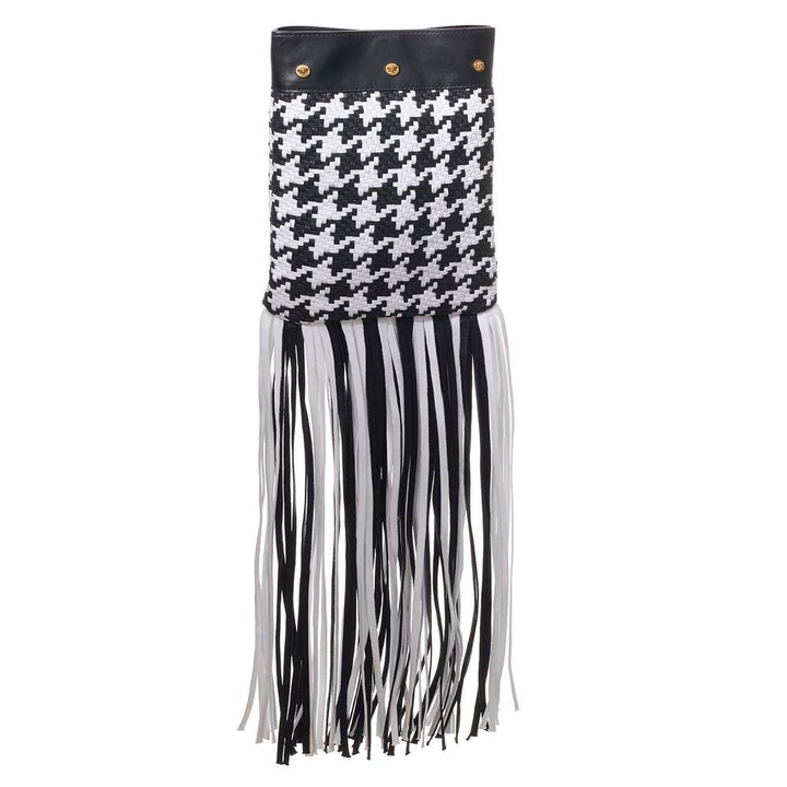 Women’s Versace Black and White Leather Textile Shoulder Bag