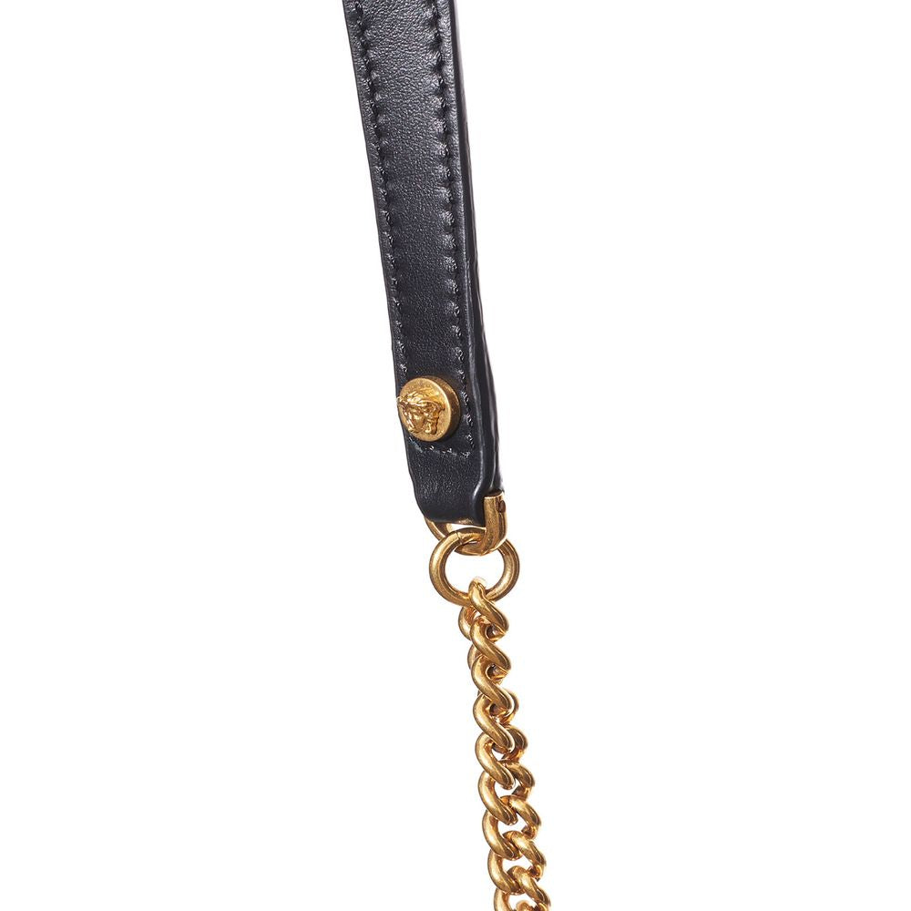 Women’s Versace Black and White Leather Textile Shoulder Bag