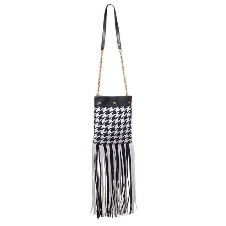 Women’s Versace Black and White Leather Textile Shoulder Bag