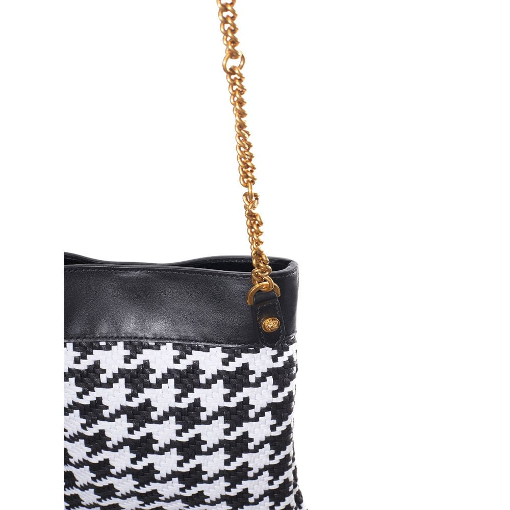 Women’s Versace Black and White Leather Textile Shoulder Bag