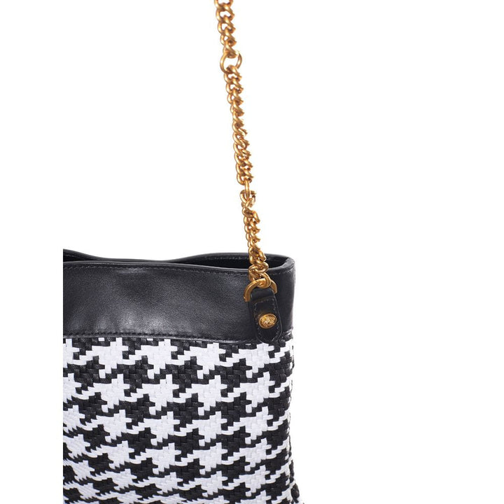 Women’s Versace Black and White Leather Textile Shoulder Bag