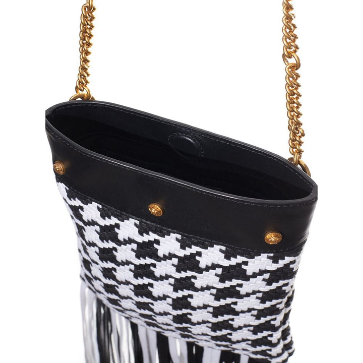 Women’s Versace Black and White Leather Textile Shoulder Bag