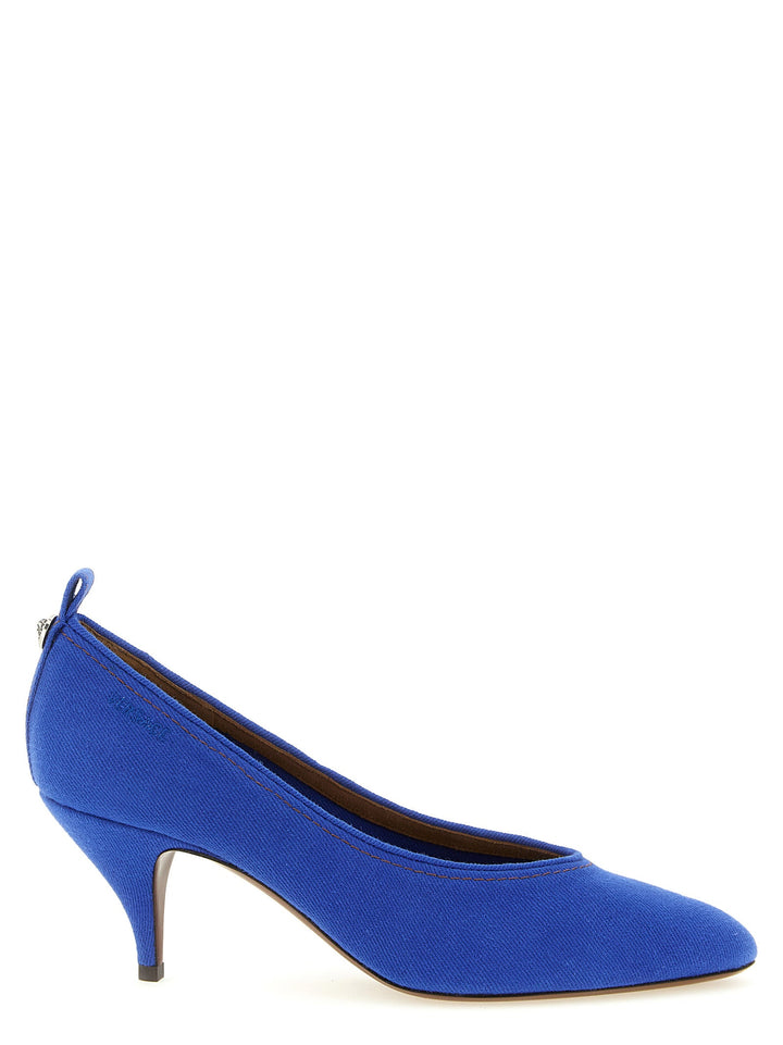 Women’s Versace Blue Cotton Mid Heel Pumps
