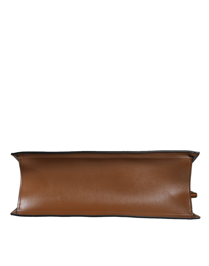 Women’s Versace Brown Top Handle Jacquard Leather Logo Crossbody Tote Bag