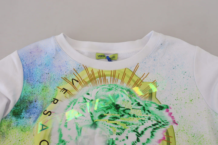 Women’s Versace Jeans White Graphic Print Long Sleeves Sweater