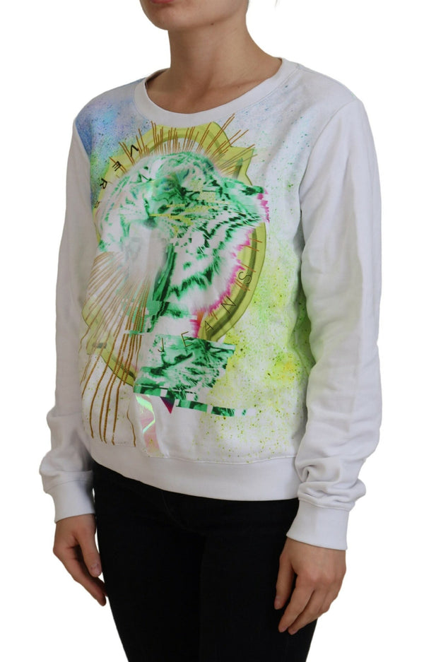 Women’s Versace Jeans White Graphic Print Long Sleeves Sweater