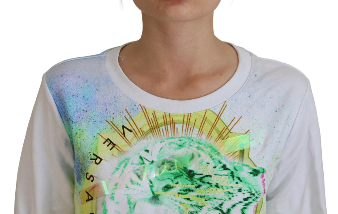 Women’s Versace Jeans White Graphic Print Long Sleeves Sweater