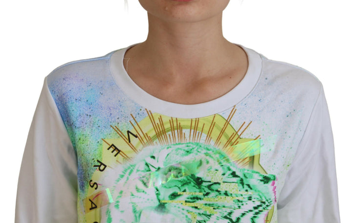 Women’s Versace Jeans White Graphic Print Long Sleeves Sweater