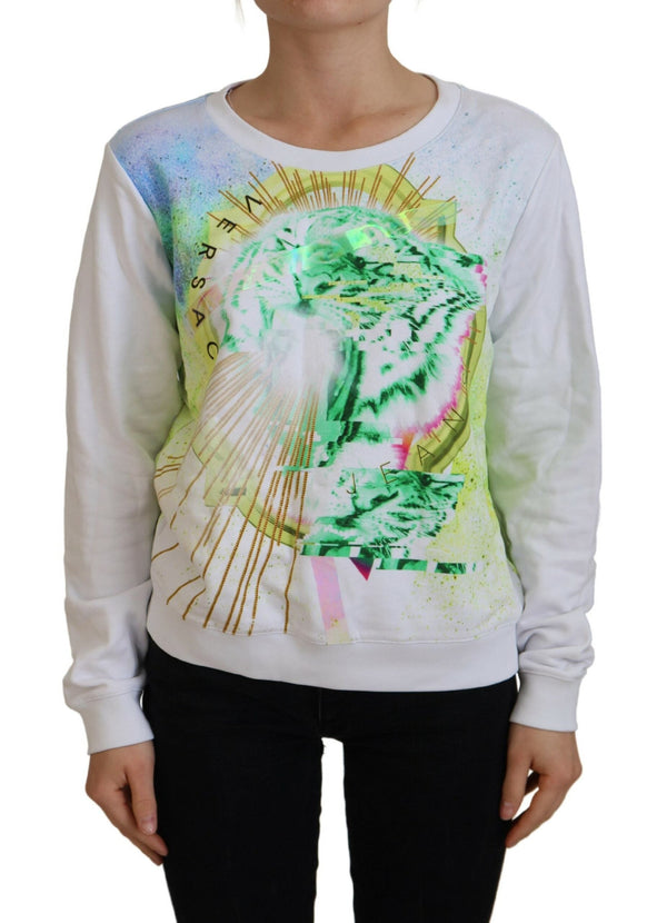 Women’s Versace Jeans White Graphic Print Long Sleeves Sweater