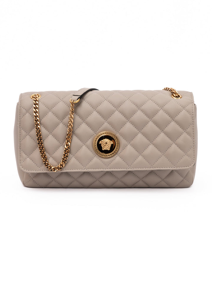 Women’s Versace Taupe Quilted Leather Shoulder Strap Bag
