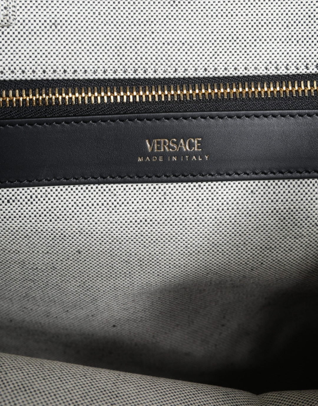 Women’s Versace White Top Handle Canvas Leather Logo Crossbody Tote Bag