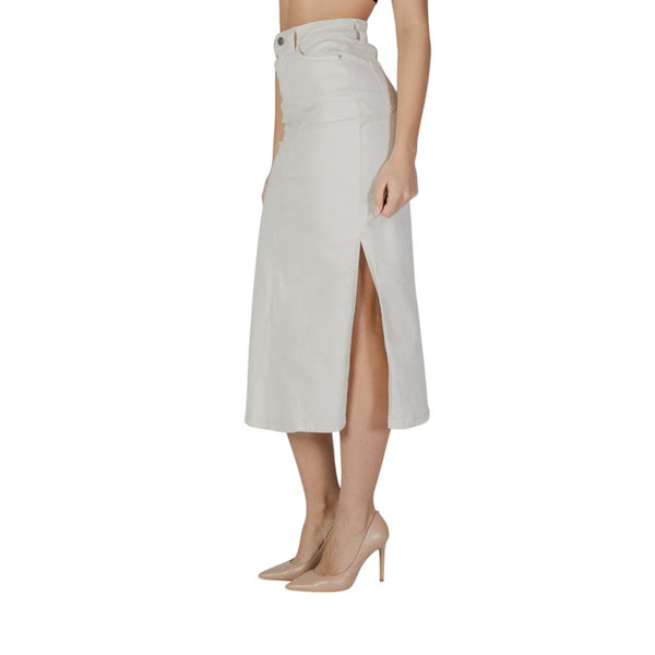 Women’s Vila Clothes Cream Cotton Long Skirt