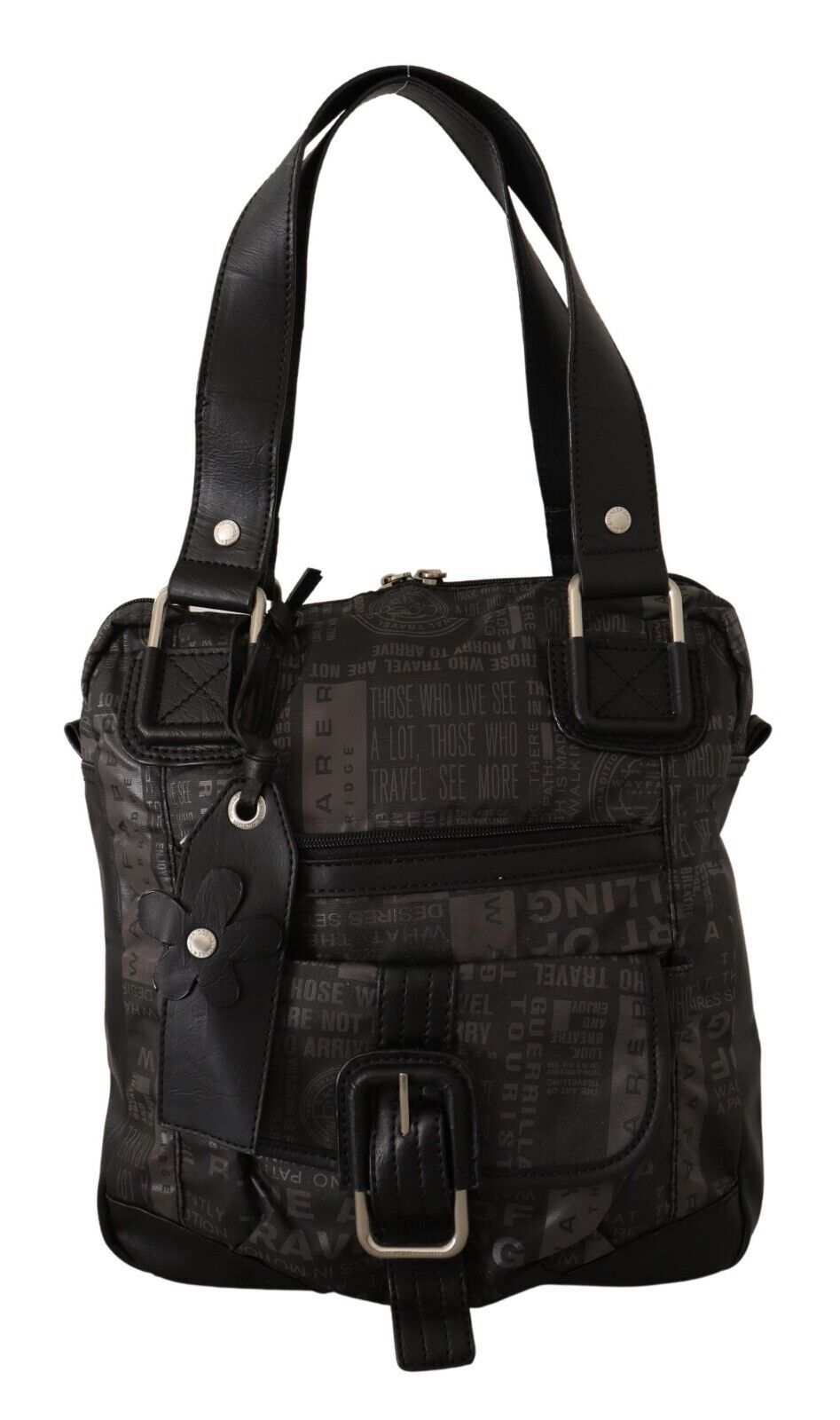 Women’s Wayfarer Black Printed Logo Shoulder Handbag Purse Bag