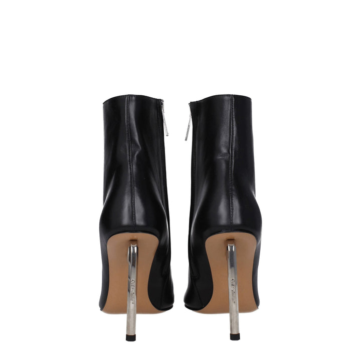 Off-White Black Leather Ankle Boots
