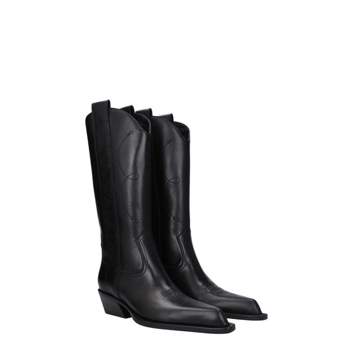 Off-White Black Leather High Heel Boots