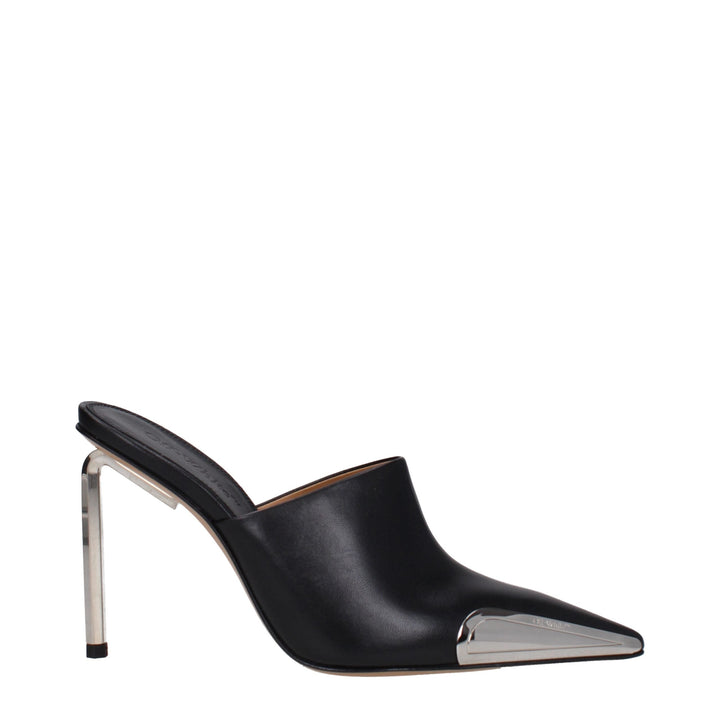 Women’s Off-white Black Leather High Heel Pumps