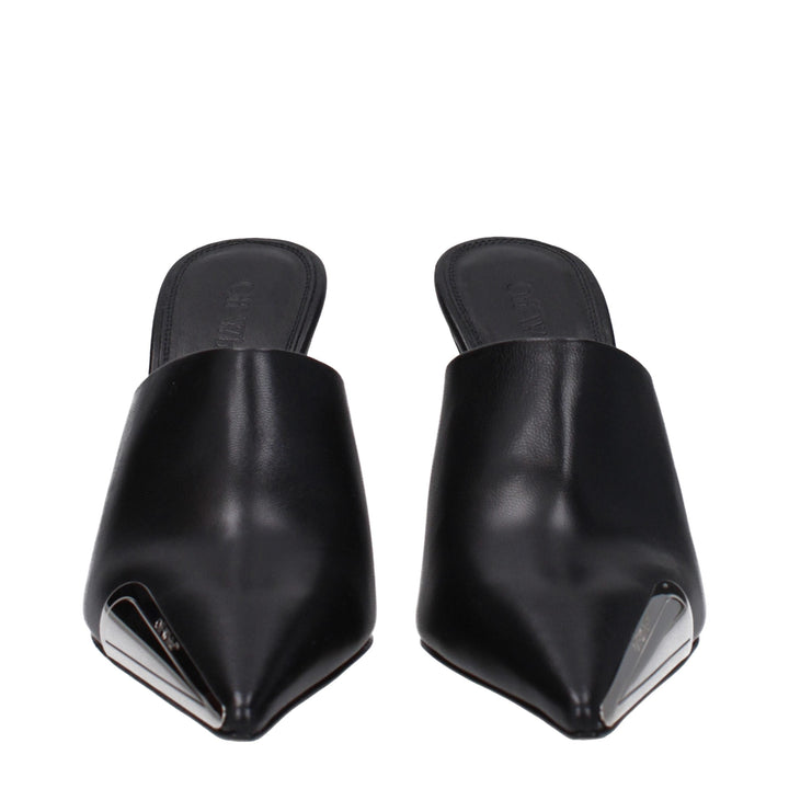 Women’s Off-white Black Leather High Heel Pumps
