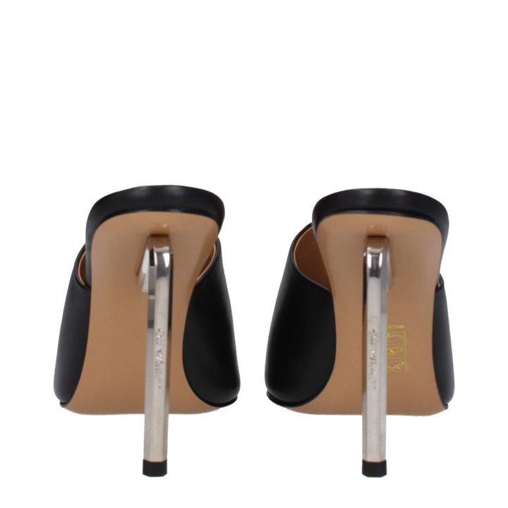 Women’s Off-white Black Leather High Heel Pumps