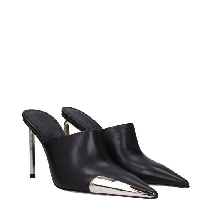 Women’s Off-white Black Leather High Heel Pumps