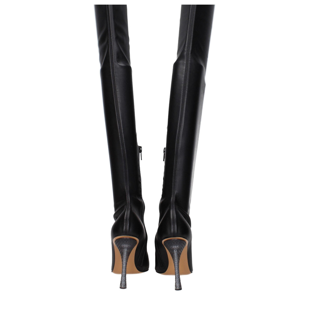 Women’s Off-white Black Leather Over the Knee