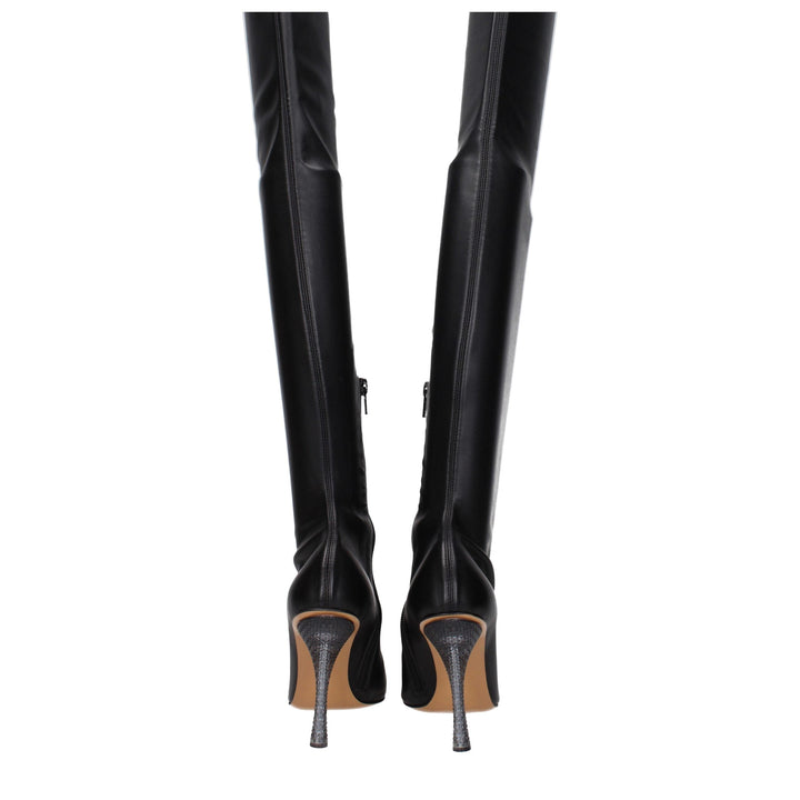 Women’s Off-white Black Leather Over the Knee