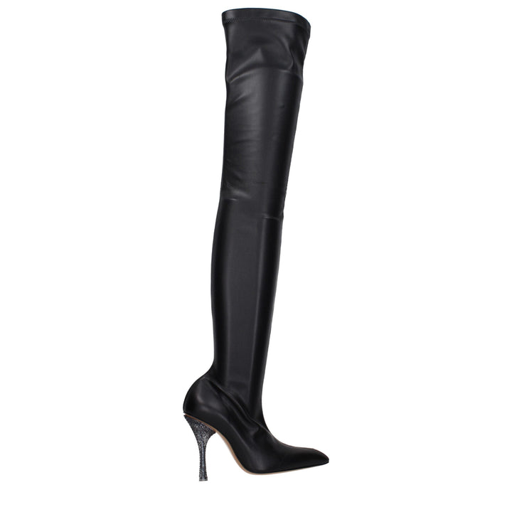 Women’s Off-white Black Leather Over the Knee