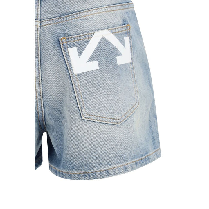 Women’s Off-white Blue Cotton Bermuda Shorts
