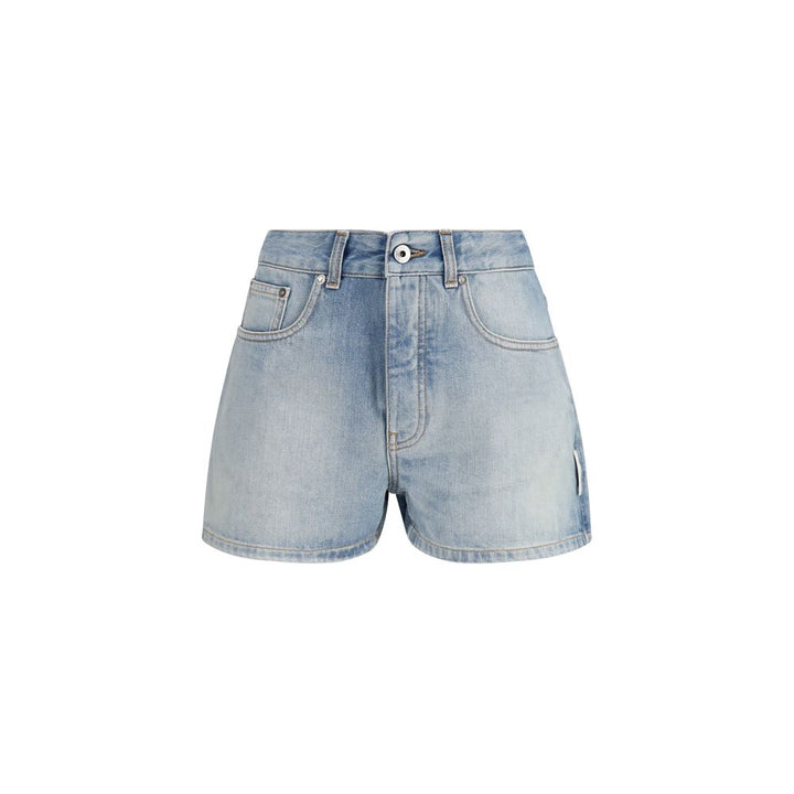 Women’s Off-white Blue Cotton Bermuda Shorts