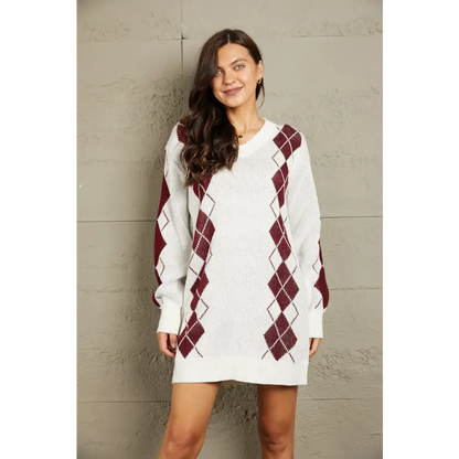 Elevate Your Style with the Ribbed Trim Sweater Dress Clothing Tops Trendsi