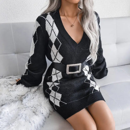 Elevate Your Style with the Ribbed Trim Sweater Dress Clothing Tops Trendsi