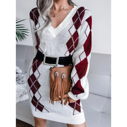 Elevate Your Style with the Ribbed Trim Sweater Dress Clothing Tops Trendsi