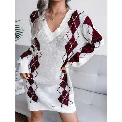 Elevate Your Style with the Ribbed Trim Sweater Dress Clothing Tops Trendsi