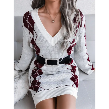 Elevate Your Style with the Ribbed Trim Sweater Dress Clothing Tops Trendsi