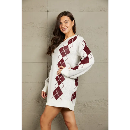 Elevate Your Style with the Ribbed Trim Sweater Dress Clothing Tops Trendsi