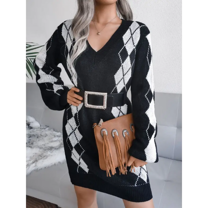 Elevate Your Style with the Ribbed Trim Sweater Dress Clothing Tops Trendsi