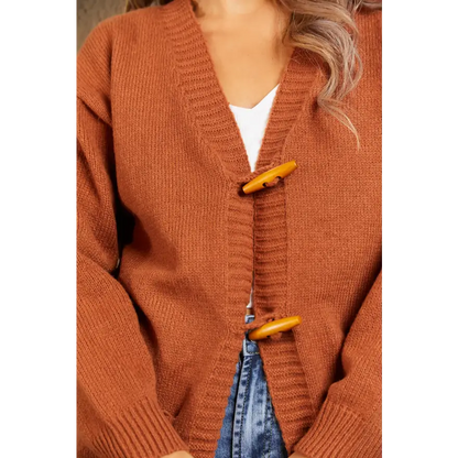 Elevate Your Style with the Toggle Closure Ribbed Cardigan Clothing Tops Trendsi