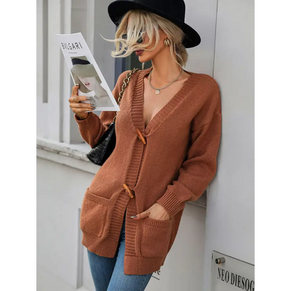 Elevate Your Style with the Toggle Closure Ribbed Cardigan Clothing Tops Trendsi