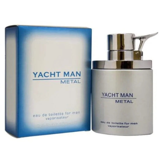 Yacht Man Metal Eau Energizing Citrus Pepper Amber Scent Men’s Cologne Myrurgia