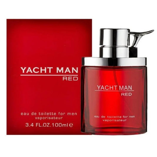 Yacht Man Red Eau Vibrant Grapefruit Cardamom with Black Pepper Edge Men’s Cologne Myrurgia