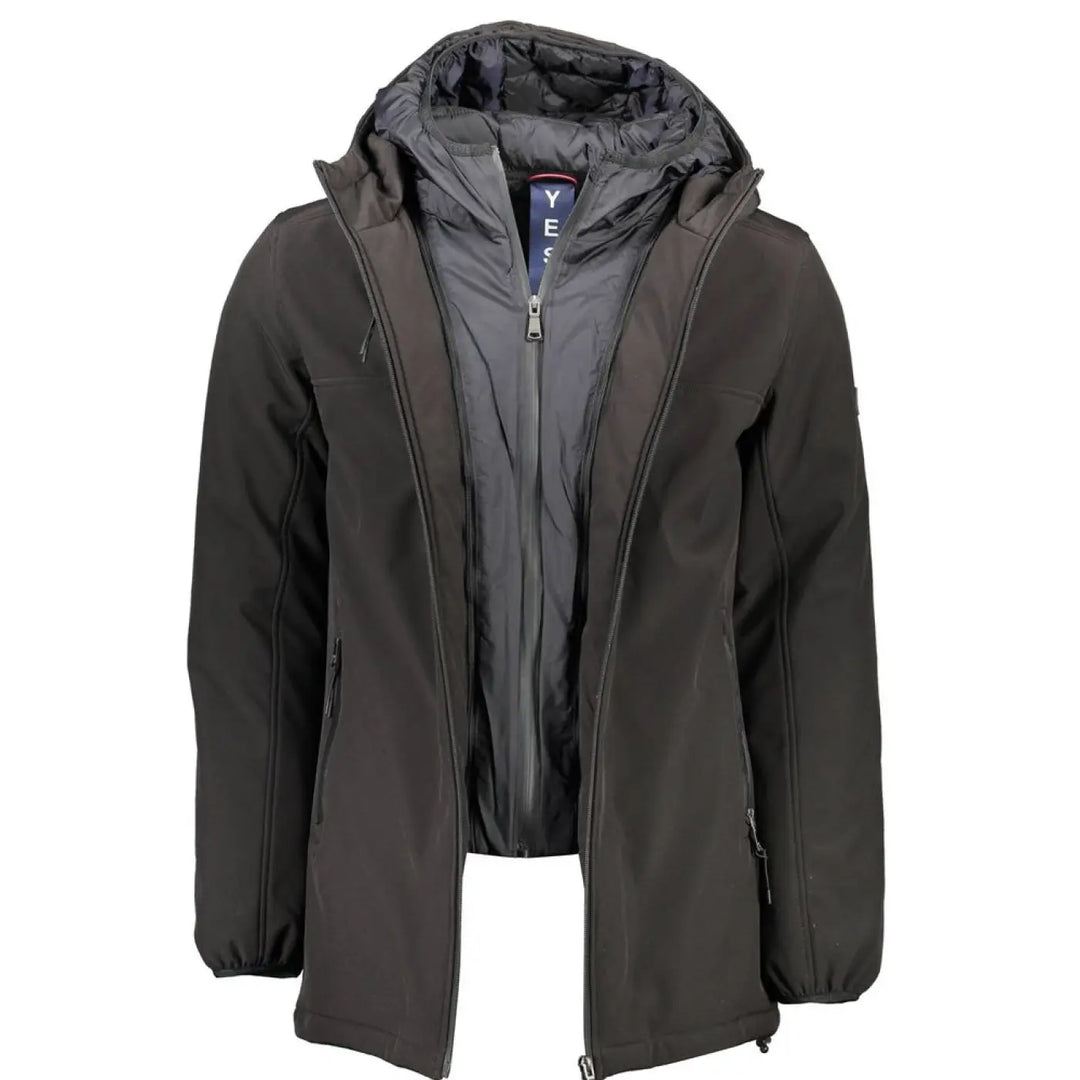 Yes Zee Black Polyester Jackets &amp; Coat