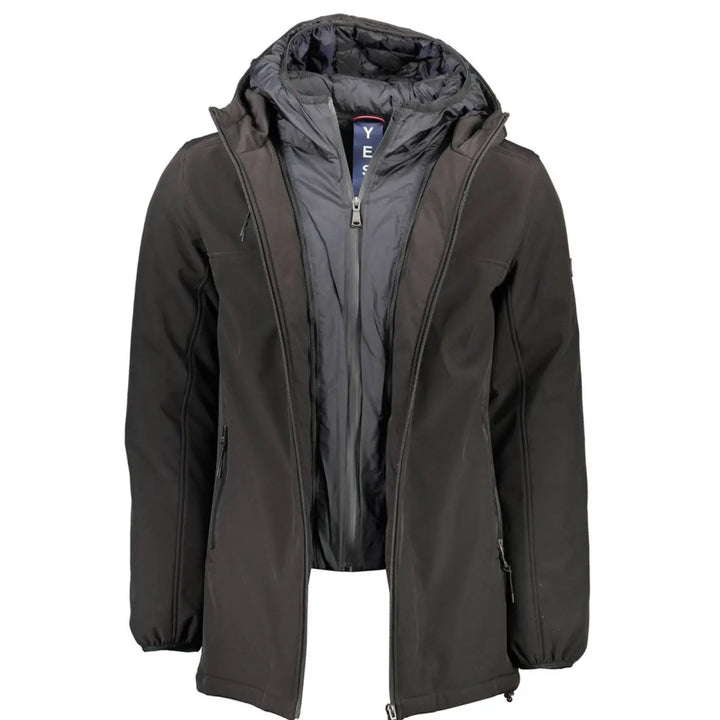 Yes Zee Black Polyester Jackets &amp; Coat
