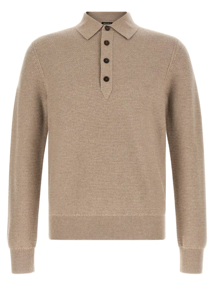 Zegna Beige Cashmere Polo Shirt