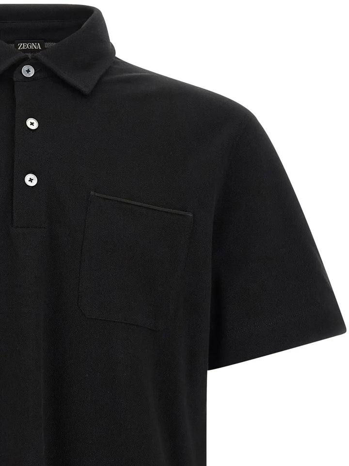 Zegna Black Cotton Polo Shirt