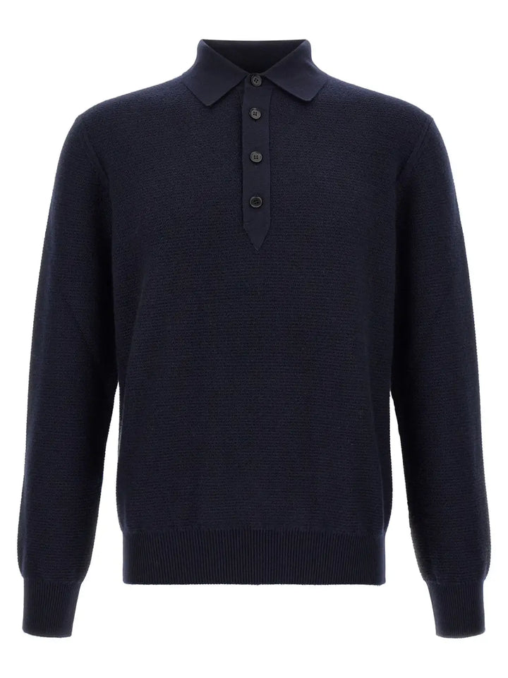 Zegna Blue Cashmere Polo Shirt